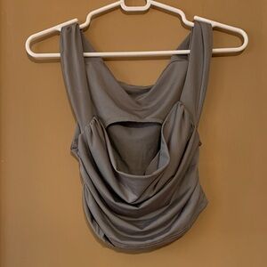 SHEIN Gray Drape Crop Top